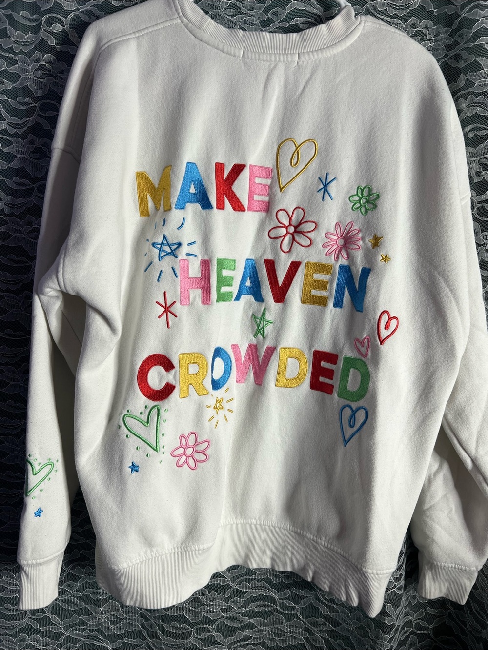 Altar’d State Make Heaven Crowded White Crewneck Sweater Oversized Meidium